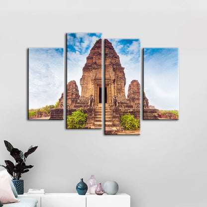4-Piece Canvas Wall Art Set - Ancient Temple Design
