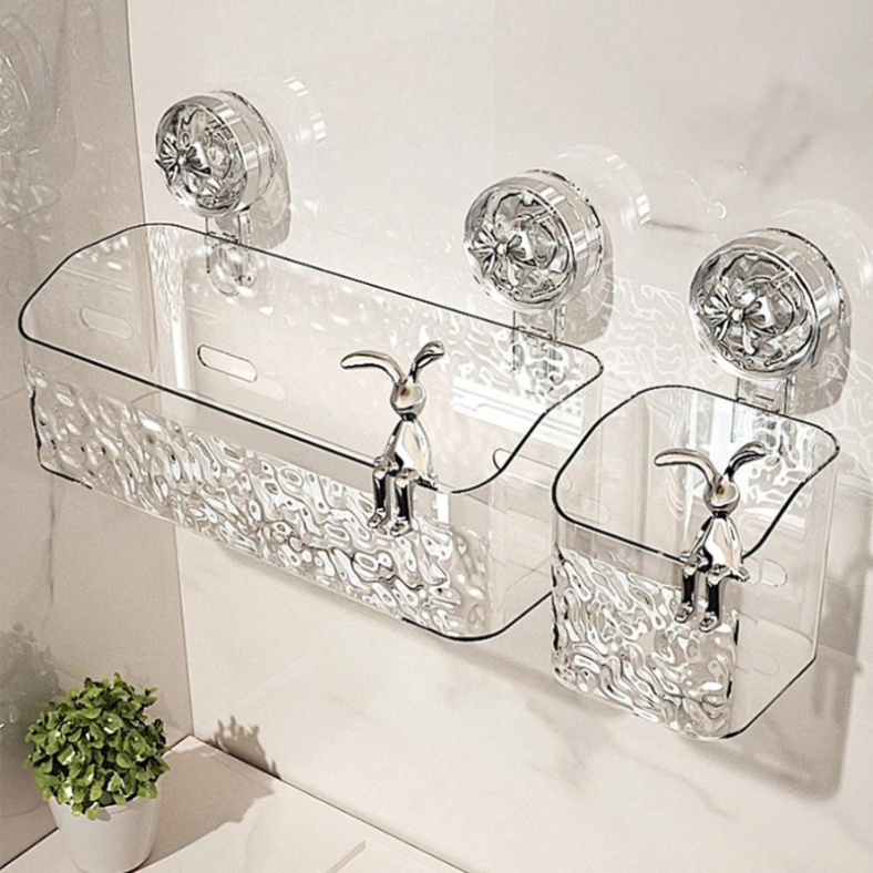Luxury Suction Cup Shelf with Glacier Pattern - Last Day Discount