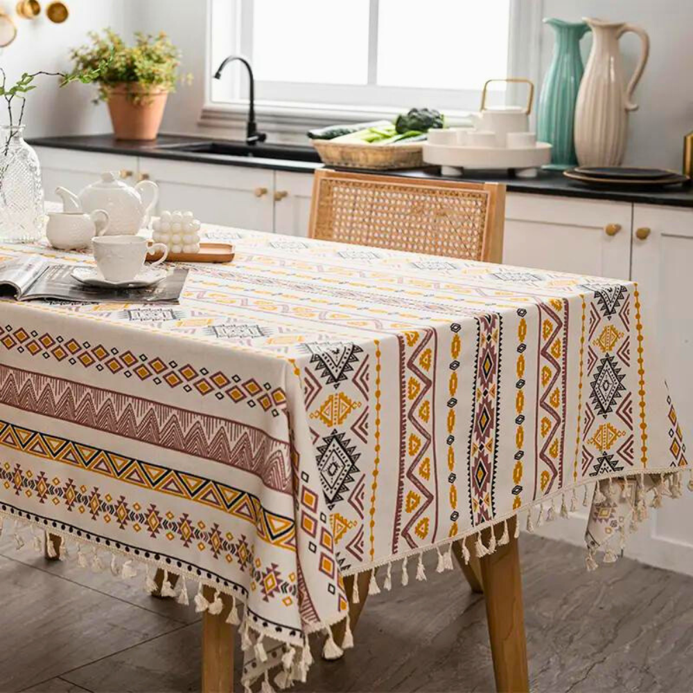 Chic Artisan Table Cover with Decorative Tassels