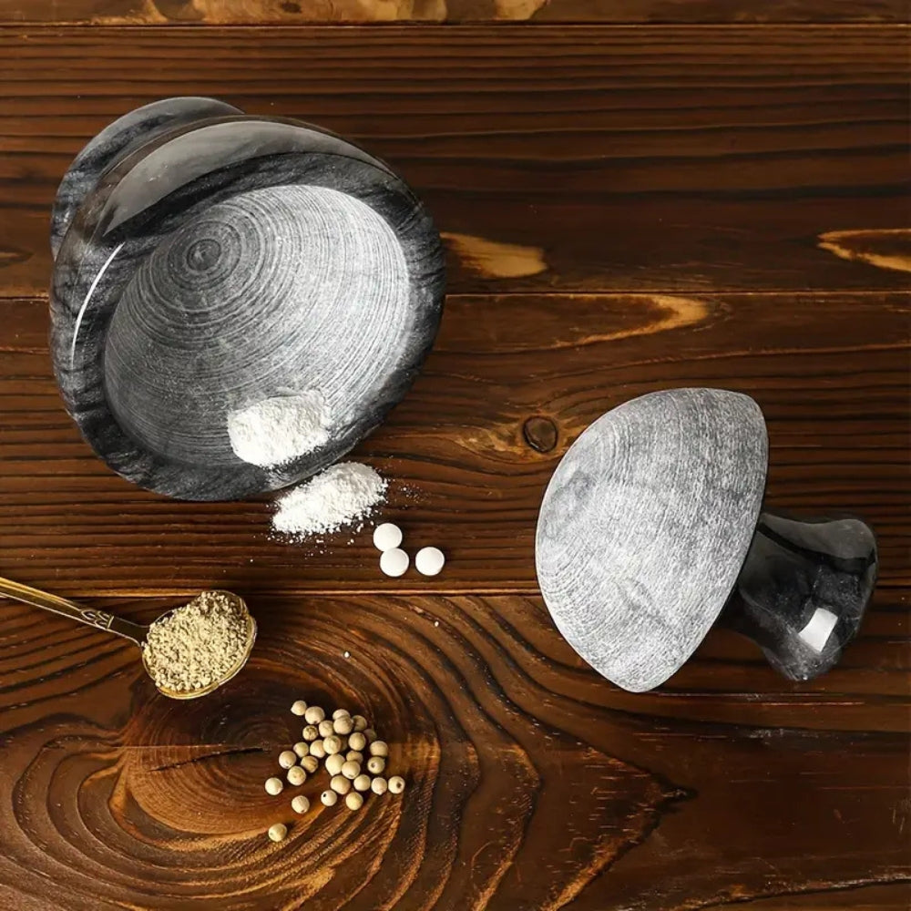 Herb and Spice Grinder Set – Marble Mortar with Pestle
