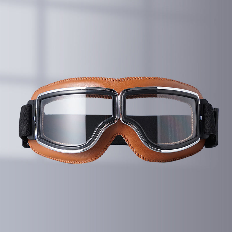 Vintage Motorcycle Goggles with Interchangeable Lenses and Padded Comfort