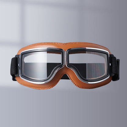 Vintage Motorcycle Goggles with Interchangeable Lenses and Padded Comfort