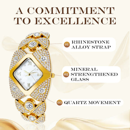 Chic Vintage Women's Watch with Natural Stone Dial
