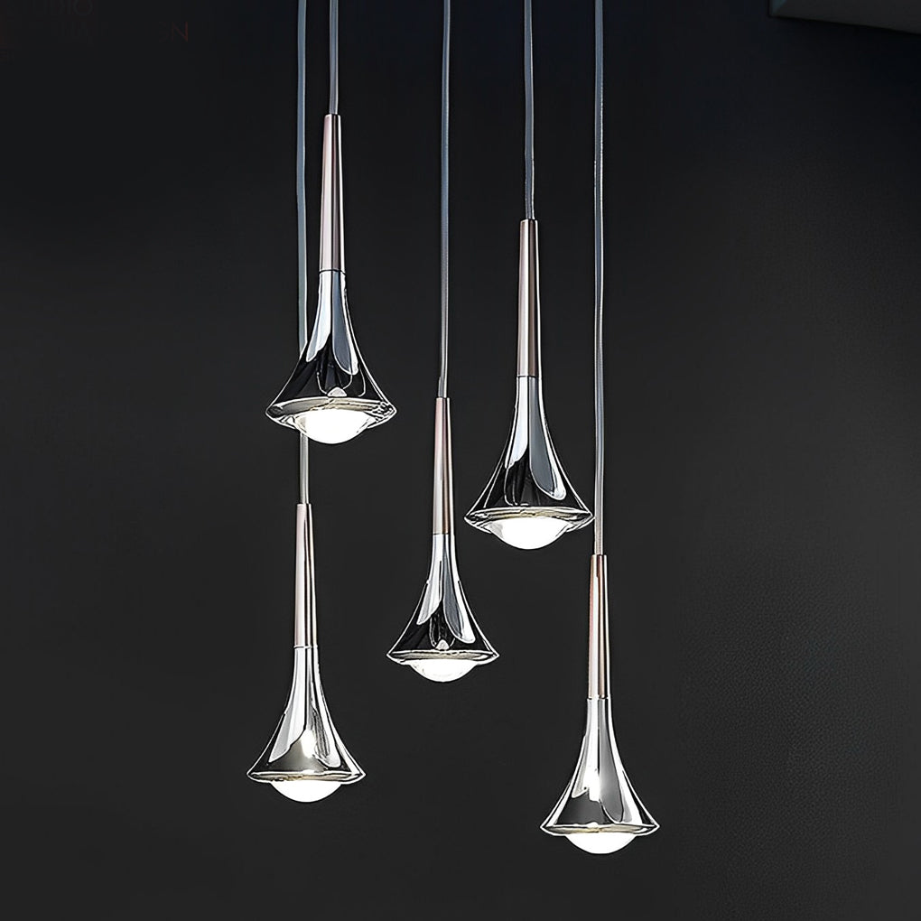 Small Nordic Pendant Light - 1-Light Metal LED Water Drop Chandelier