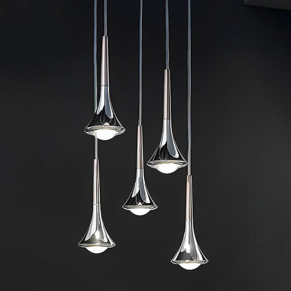 Small Nordic Pendant Light - 1-Light Metal LED Water Drop Chandelier