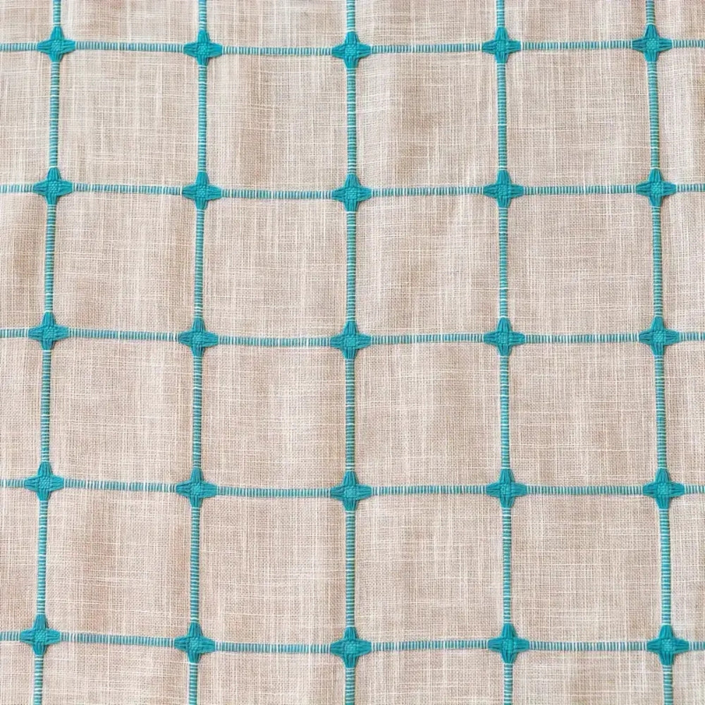 Aqua Geometric Tassel Window Drapes for Chic Interiors
