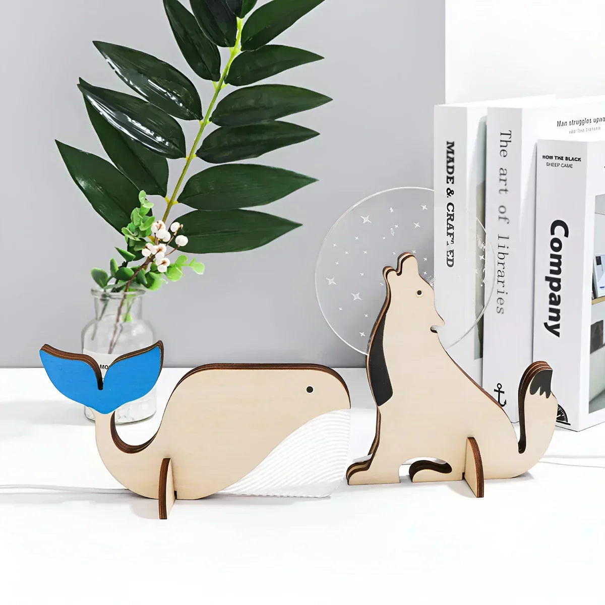 Wooden Table Lamp in Animal Shape