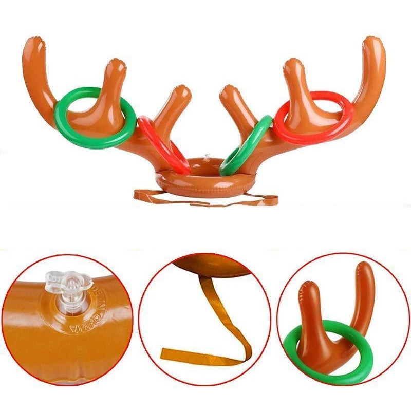 Inflatable Reindeer Ring Toss Game for Holiday Fun