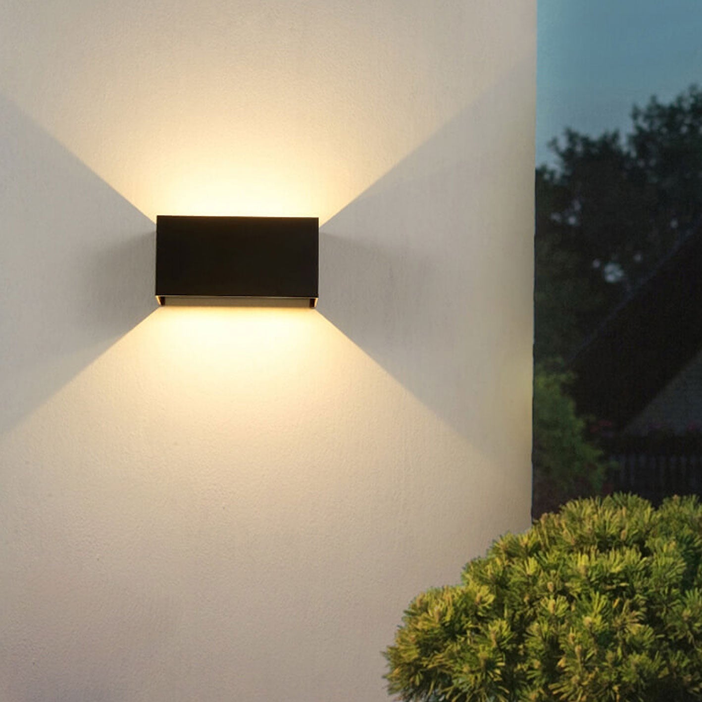 Contemporary Rectangular Waterproof LED Wall Light for Outdoor Use with Dual Light