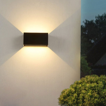 Contemporary Rectangular Waterproof LED Wall Light for Outdoor Use with Dual Light