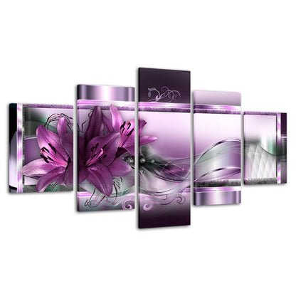 Stunning 5-Piece Canvas Art Featuring Purple Tulips