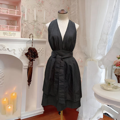 Chic Tie-Back V-Neck Apron for Culinary Enthusiasts