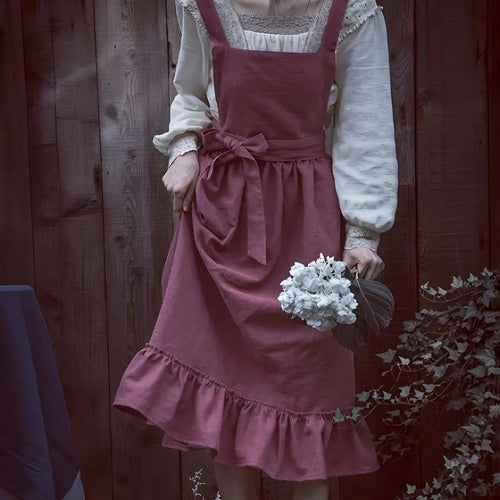 Chic Tiered Linen Kitchen Apron
