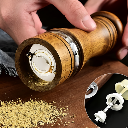 Artisan Oak Spice Mill Set for Exquisite Flavoring