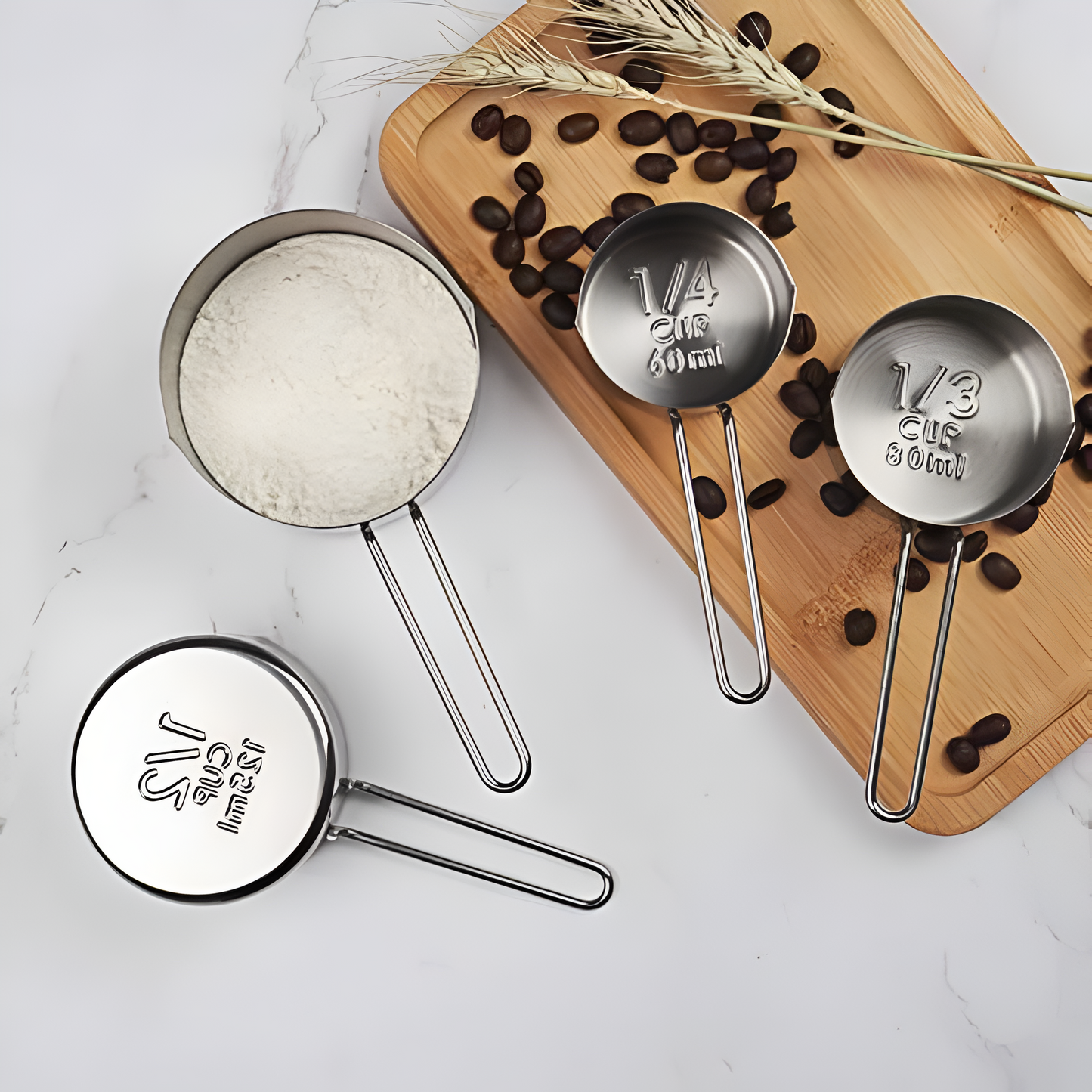 Elegant Stainless Steel Measuring Cup Set | 4 Essential Sizes