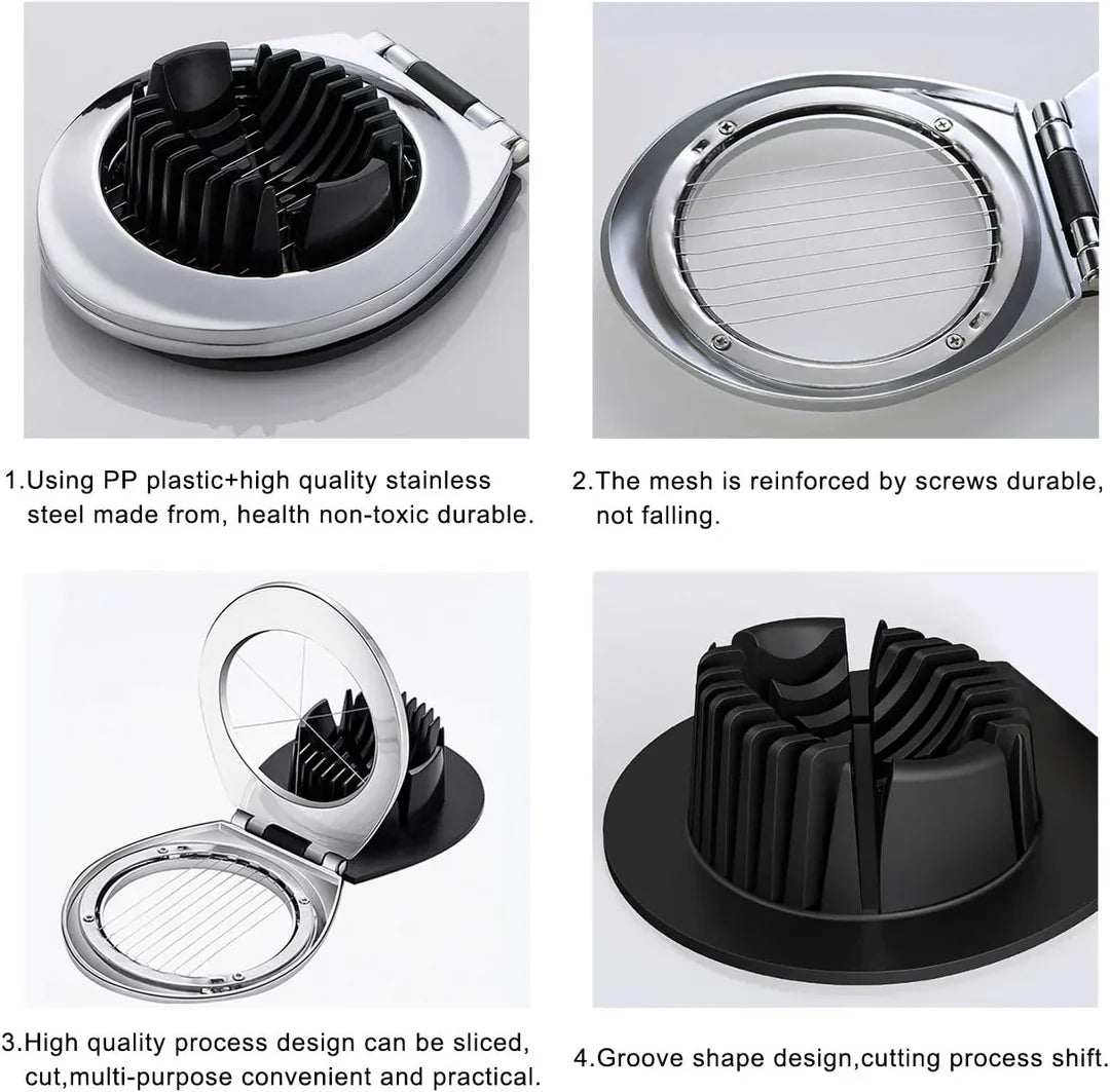 Stainless Steel Egg Slicer – 3-in-1 Cutting Tool for Easy Prep