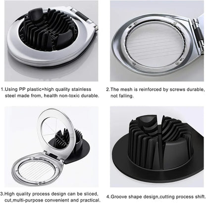 Stainless Steel Egg Slicer – 3-in-1 Cutting Tool for Easy Prep