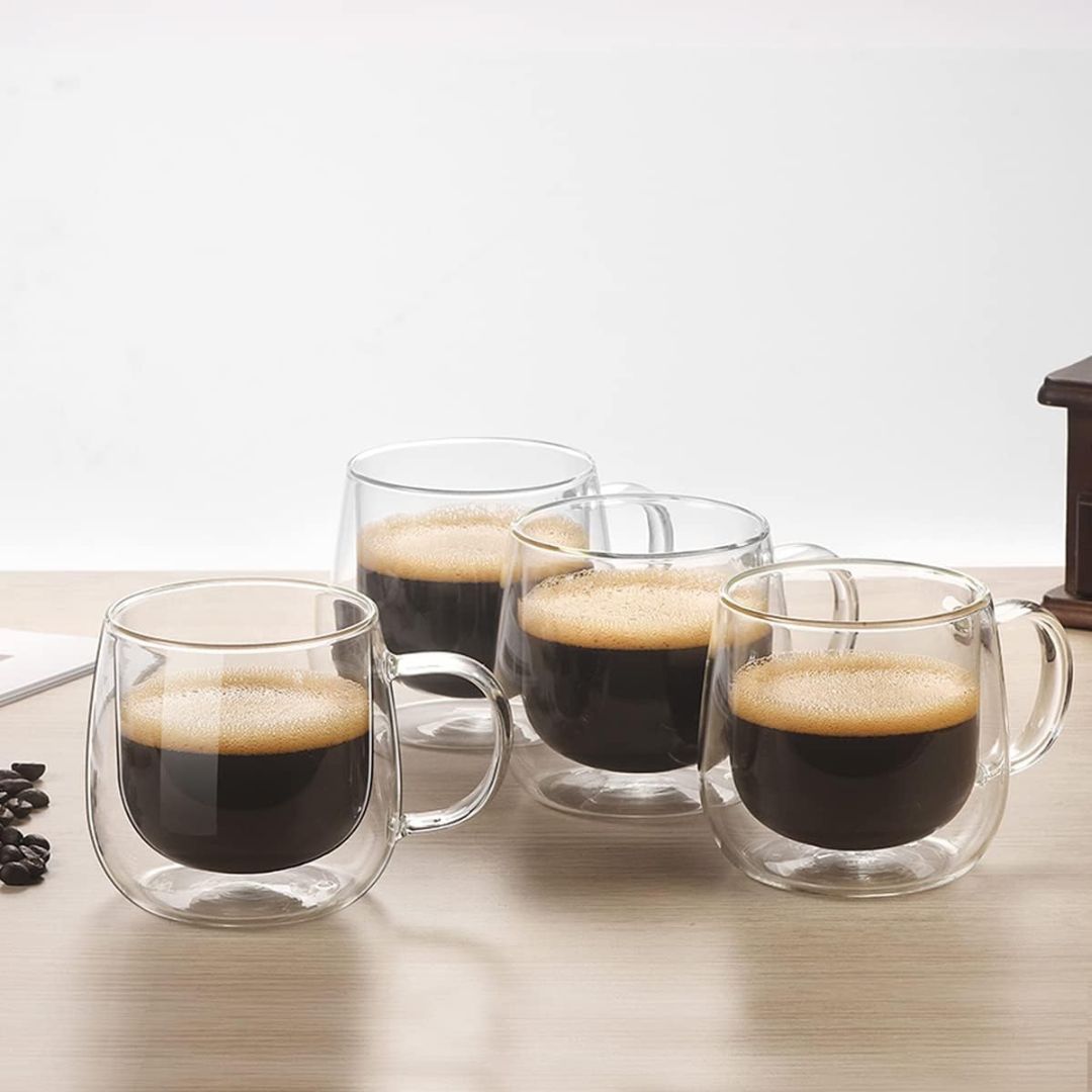Insulated Coffee Mug Set – Double Wall Glass Design