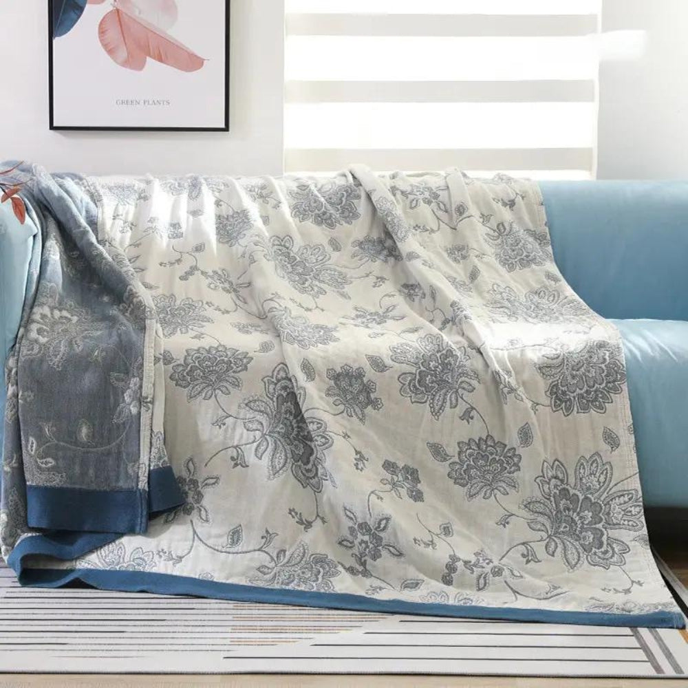 Serene Blossom Cotton Throw for Year-Round Comfort