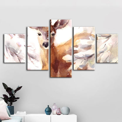 Serene Forest Fable - 5-Piece Canvas Art Set
