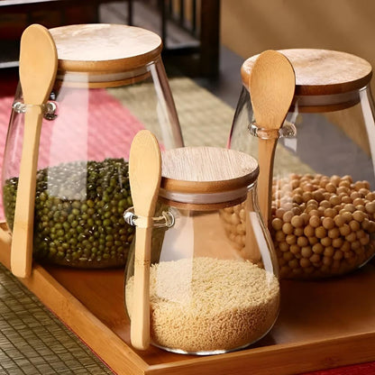 Chic Storage Jar with Wooden Lid and Spoon