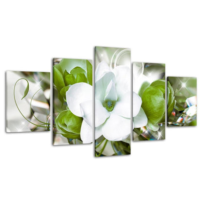 Vibrant Floral Canvas Art - 5 Panel Wall Décor