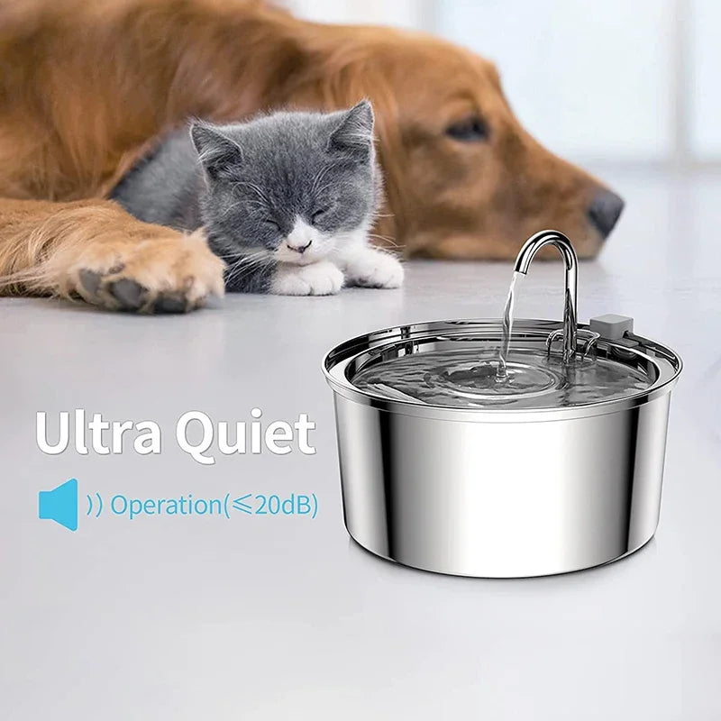 Stainless Steel Cat Water Fountain - 3L Capacity