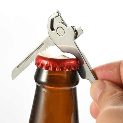 Compact 6-in-1 Keychain Multitool with Bottle Opener - Stainless Steel