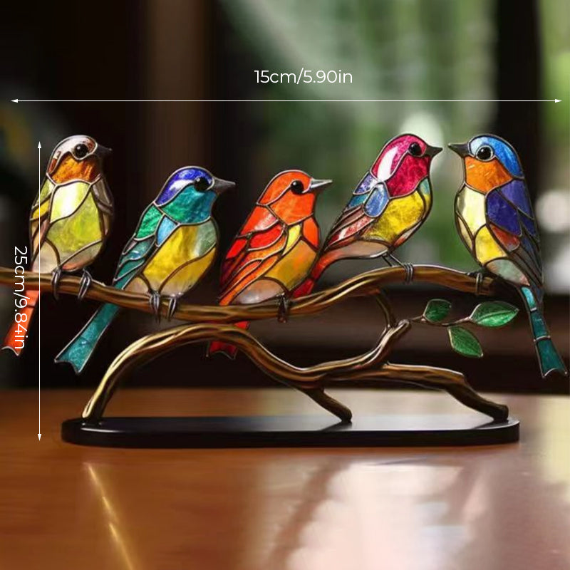 Double-Sided Multicolor Acrylic Ornaments with Birds on Branches