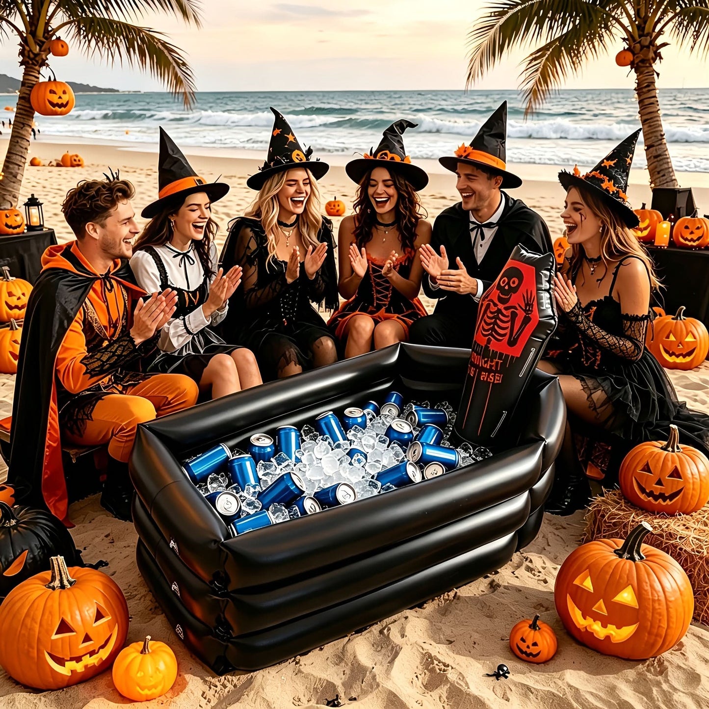Inflatable Party Cooler Shaped Like a Halloween Tombstone