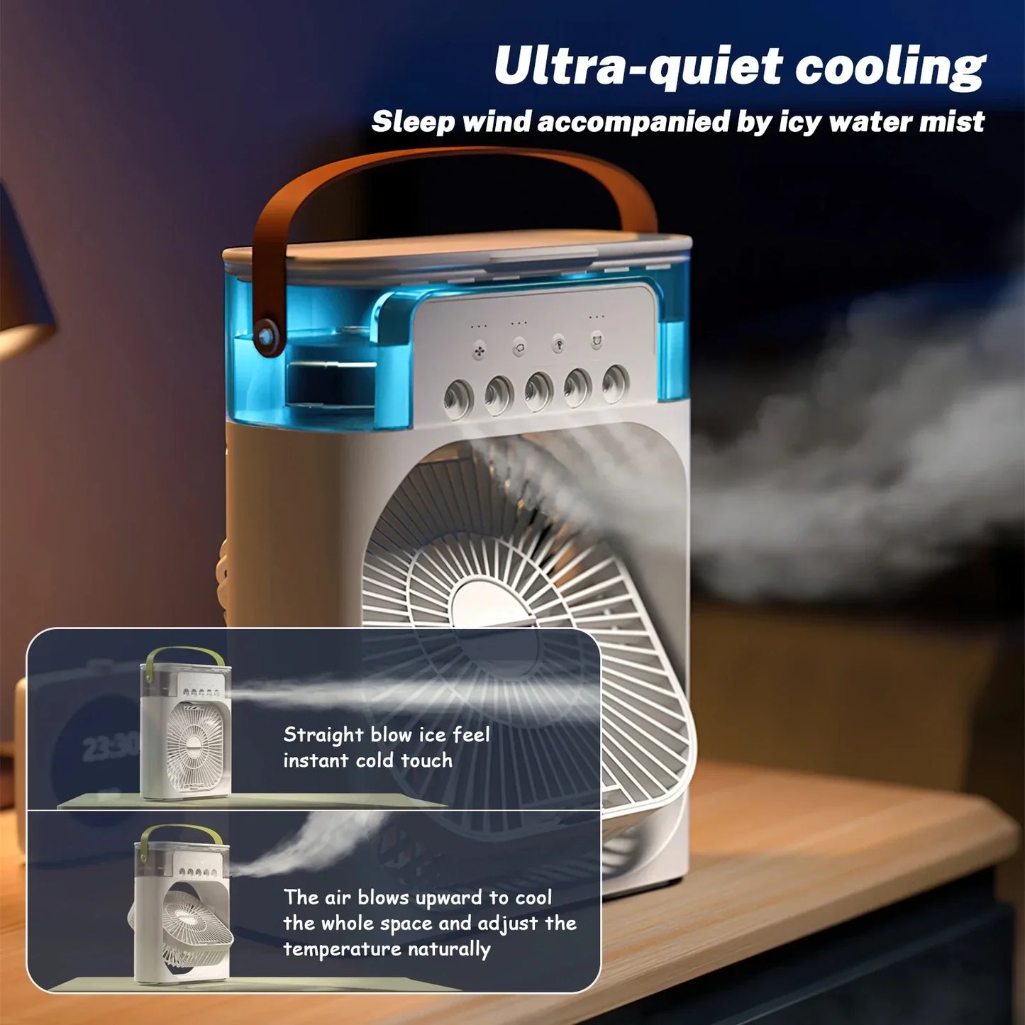 Compact 3-in-1 Air Cooler with Humidifier and LED Night Light