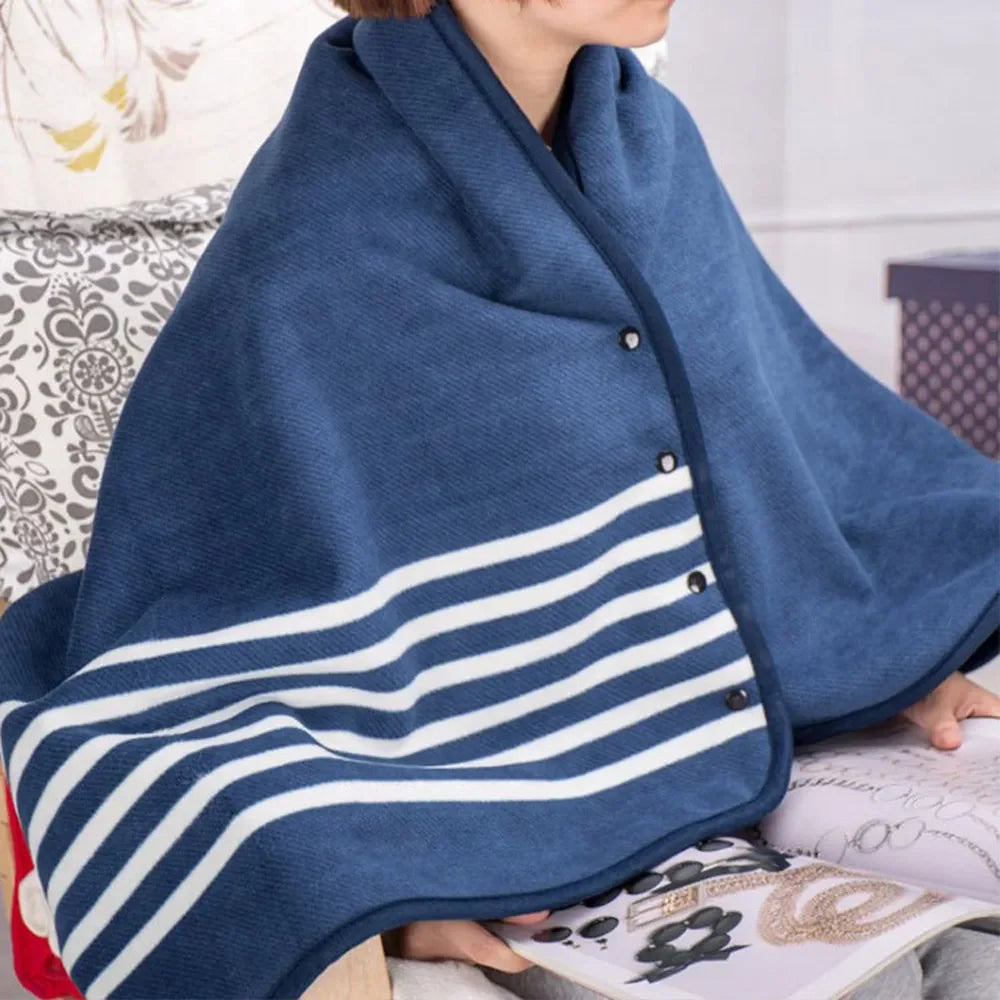 Portable Fleece Blanket Poncho & Scarf Set | Soft, Warm, Stylish Checkered Design