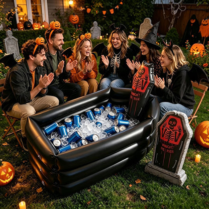 Inflatable Party Cooler Shaped Like a Halloween Tombstone