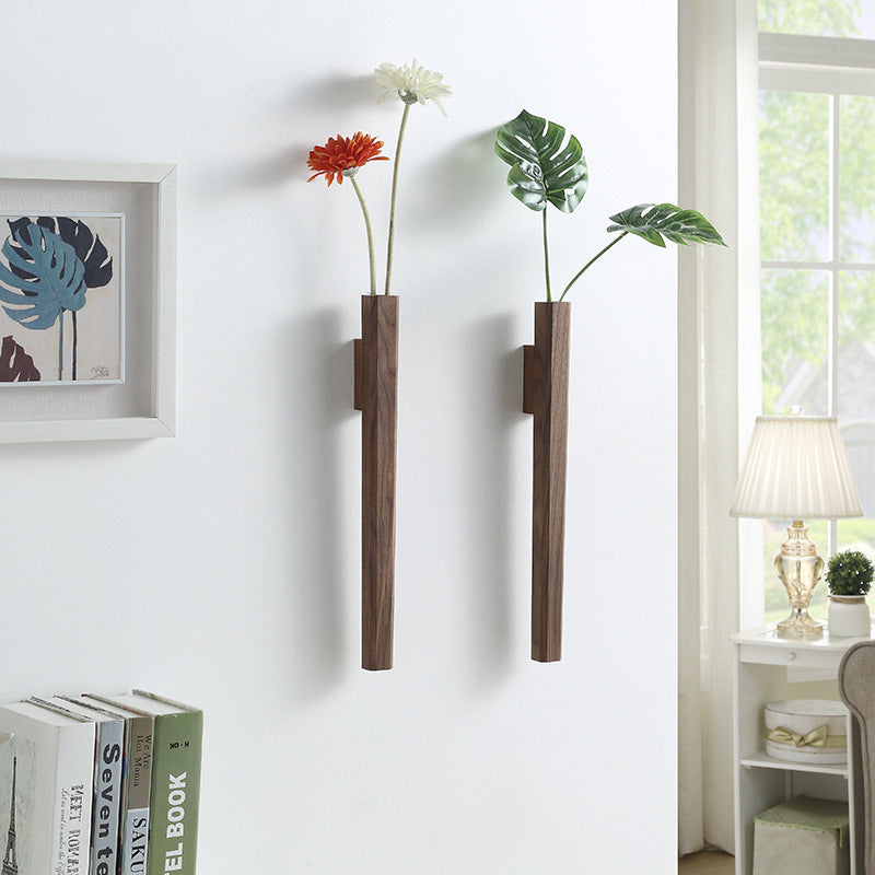 Solid Walnut Wood Wall Planter - Decorative Vase
