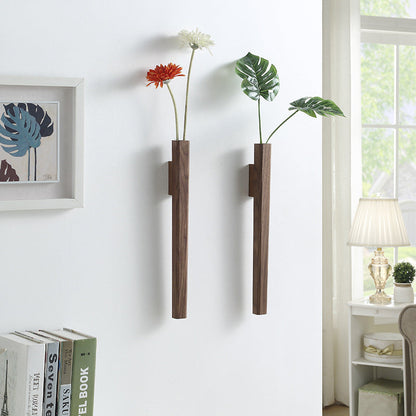 Solid Walnut Wood Wall Planter - Decorative Vase