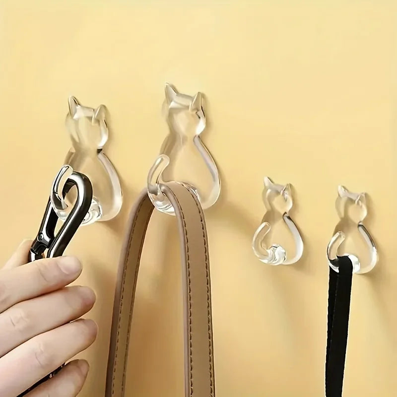 2-Pack Cat Wall Hooks | Waterproof & Self-Adhesive | No Drilling Needed