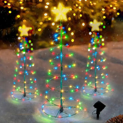 Solar Christmas Tree Light | LED Iron Art Ornament | Waterproof & Auto-Controlled | Warm White & Multicolor