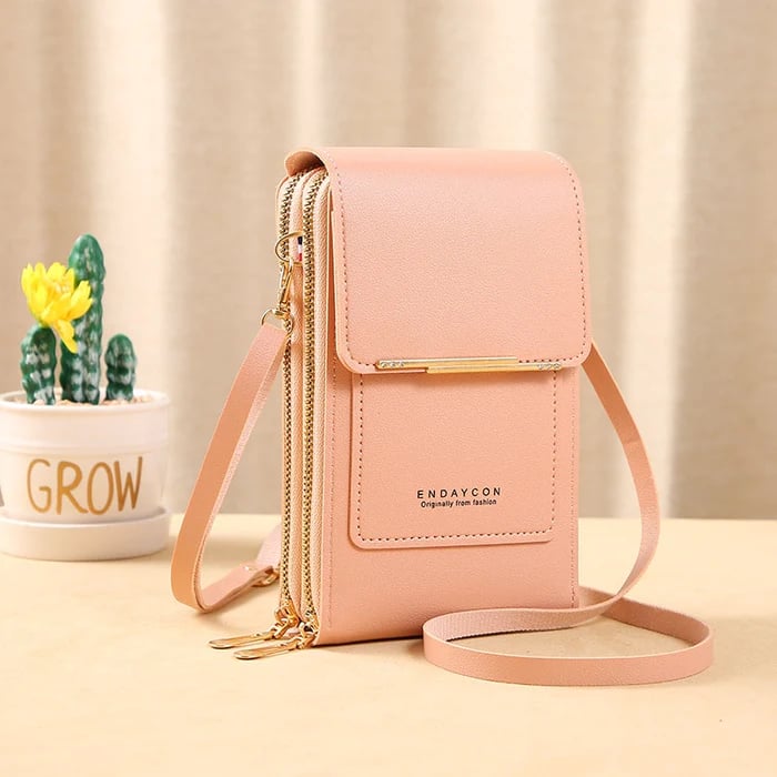 Smart Crossbody Wallet with Touchscreen Pocket and Security Features
