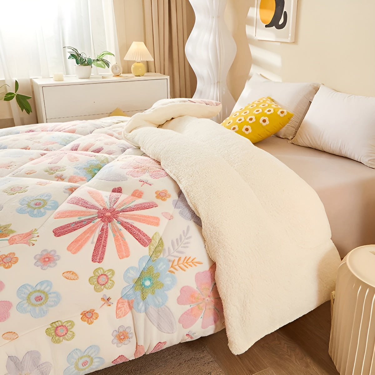 Floral Design Flannel Bed Blanket | Soft, Cozy, Skin-Friendly & Easy Care