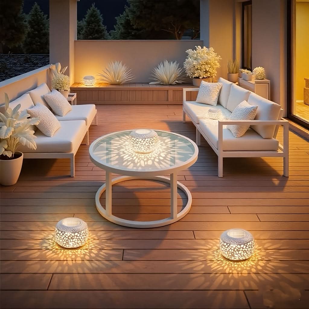 Portable Solar-Powered Table Lamp for Cozy Outdoor Illumination