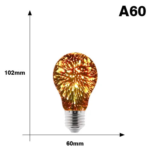 3D Starburst LED Lamp | Vintage Firework E27 Bulb | 6W Decorative Light | 220V Retro Style for Home & Parties