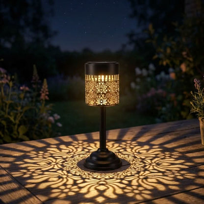 Metal Solar Table Lamp for Cozy Evening Lighting