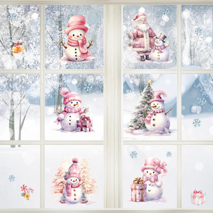 Removable PVC Wall Stickers for Kids' Room – Pink Snowman Design