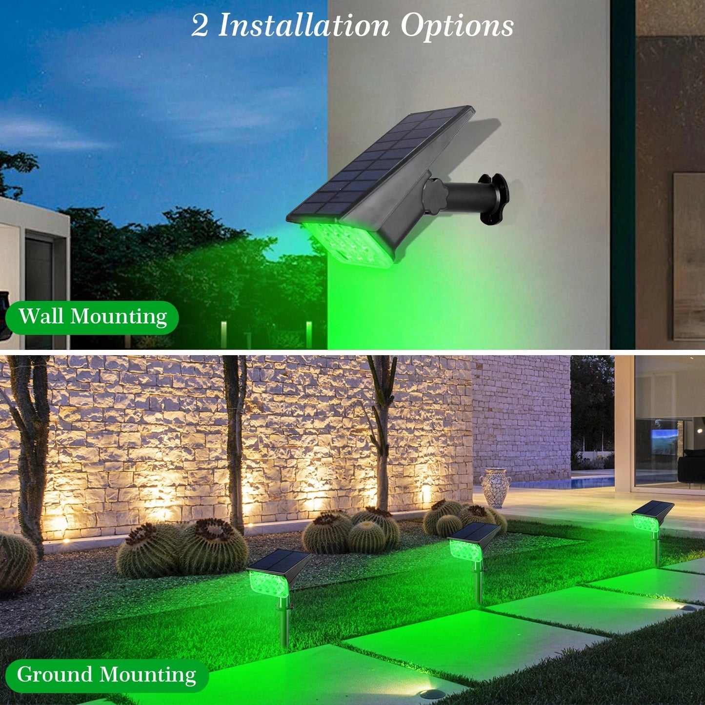 Solar LED Garden Light in Green | Waterproof IP65 | Outdoor Wall & Lawn Lighting