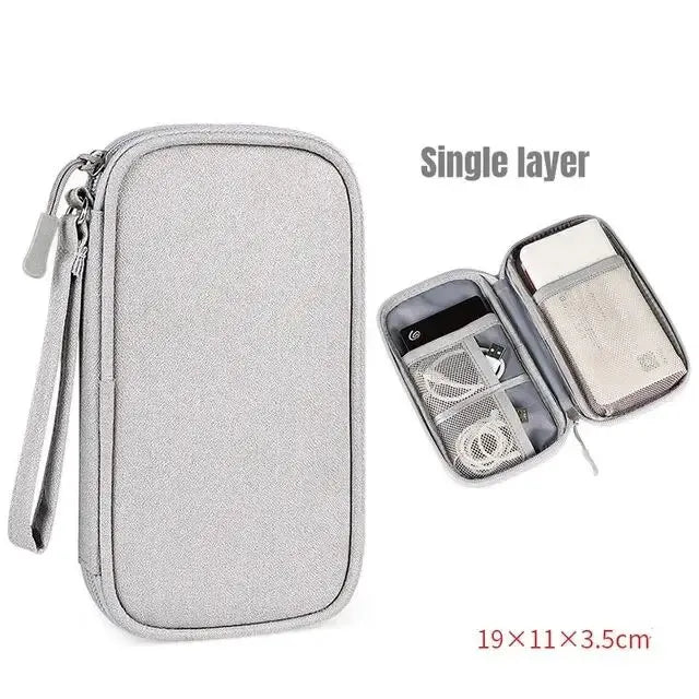 Travel Cable Organizer with Waterproof Storage Bag – Double-Layer Electronics Case