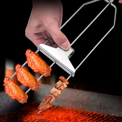 Stainless Steel Skewers with 9 Prongs – GrillMaster Trio for Perfectly Cooked Meat, Seafood & Vegetables | Dishwasher Safe | Includes Oxford Carry Bag