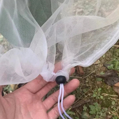 White Nylon Fruit Protection Net Bag with Drawstring Closure