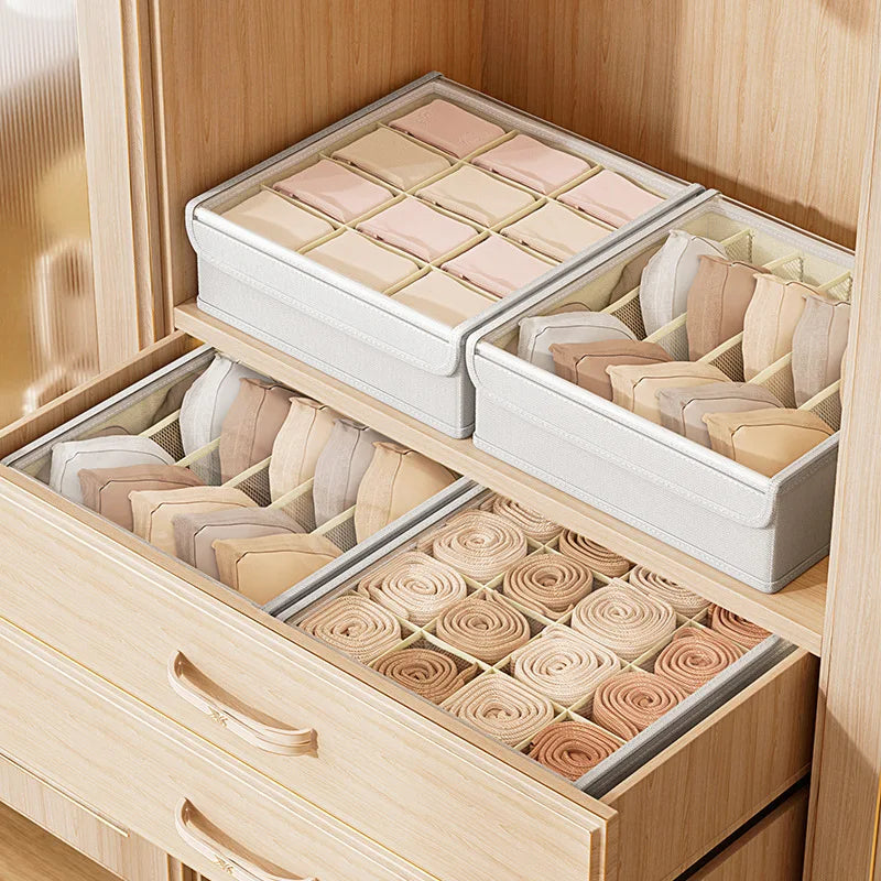 Underwear Storage Box with Clear Lid | Washable and Collapsible