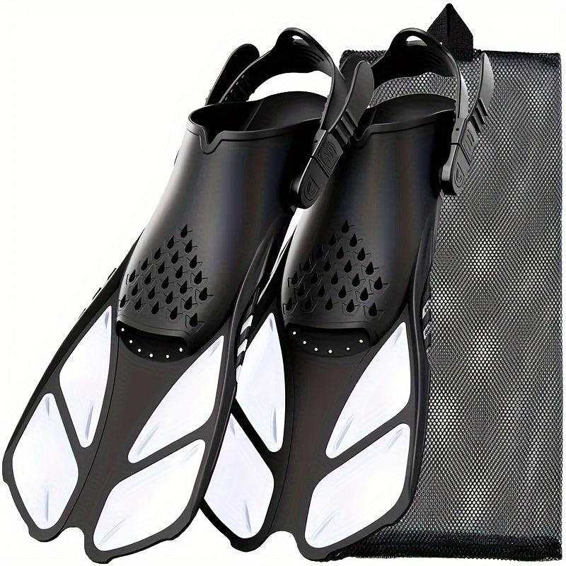Snorkel and Swim Fins with Adjustable Straps, Open Heel & Compact Design - Ideal for Travel and Water Sports