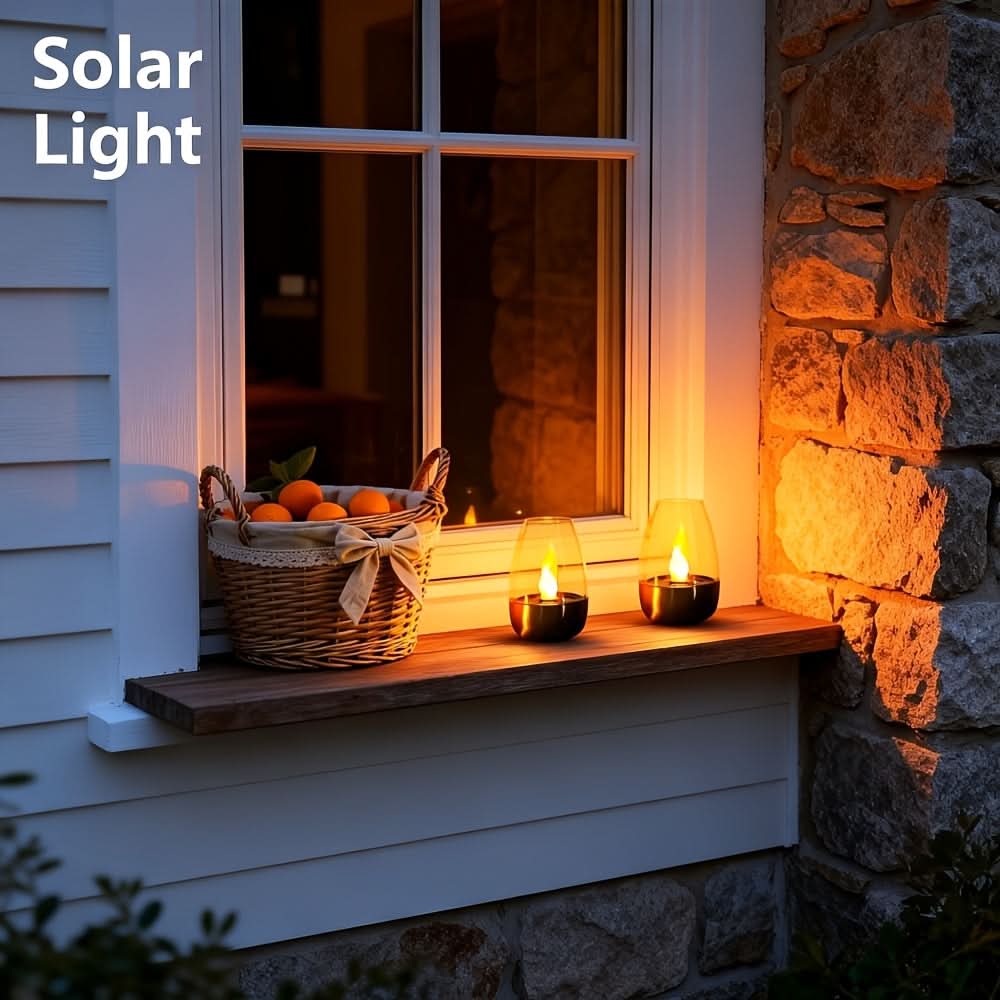 Solar Garden Light – Candle Design with Flame Effect